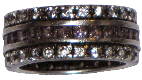 925 NE Silber Ring Strass Kunst Edelstein Rosa Unendlichkeit 3-reihig Damen - Bild 1 von 24