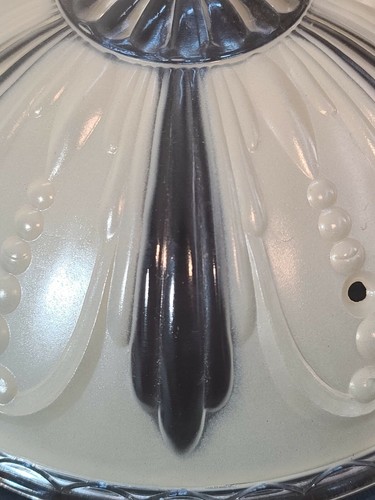 Lámpara de araña de vidrio Art Deco antigua vintage lámpara de luz pantalla rosa accesorio esmerilado - Imagen 10 de 12