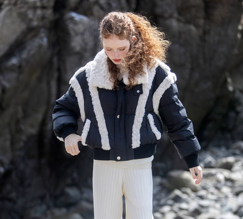 Parker Fashion Entendaunenjacke Damen kurz Winter Revers Pelzkragen Mantel Reißverschluss - Bild 6 von 13