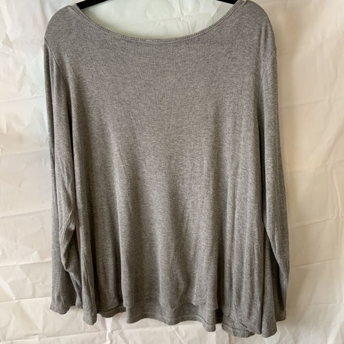 Ellos Womens Henley Shirt Gray Long Sleeve Scoop Neck Stretch Plus L 18/20 New - Picture 3 of 6