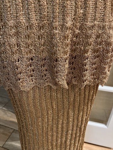 VTG DAMIANOU Gold metallic Crochet Maxi Skirt & Top Size Large yxx - Picture 3 of 10