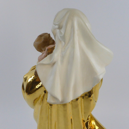 Holzschnitzerei Heiligenfigur Madonna mit Kind bemalt vergoldet 42 cm - Bild 9 von 16