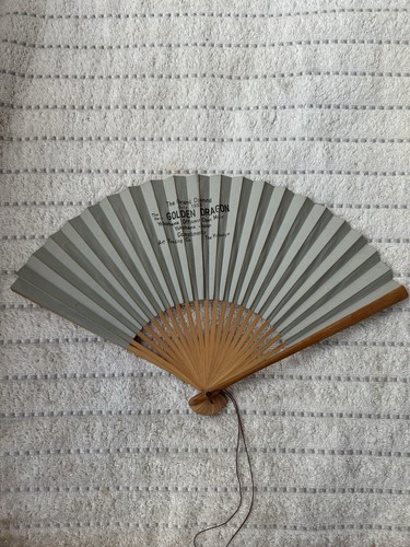 1956 Japan Folding Fan - Grand Opening - Golden Dragon Yokohama US Officers Mess