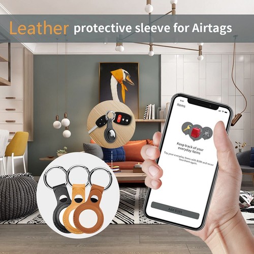 Protective Case Holder with Keychain for AirTag Tracker Anti-Lost Key Ring Cover - Picture 4 of 6