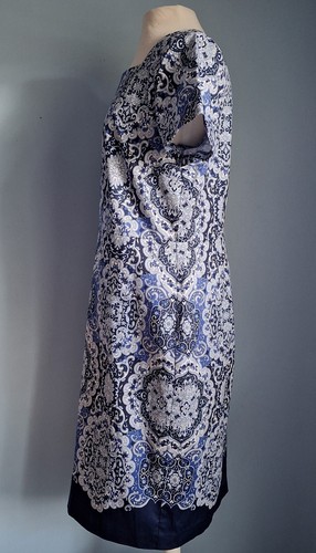 Talbots Navy Blue & White Classic Medalion Sheath Dress Size 12 - Picture 4 of 14