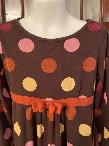 EUC Gymboree Puurfect Autumn - Autumn Kitty Brown “Bow Polka Dot” Dress Size 7 - Picture 2 of 3