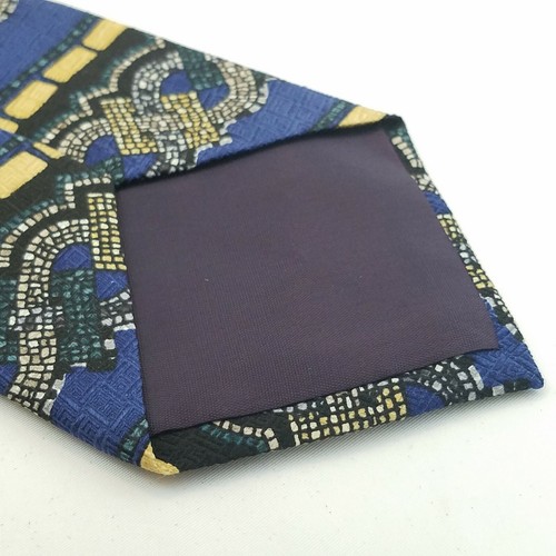 Alexander Lloyd Herren Krawatte Mosaik griechische Fliese blau X-Long 100% - Bild 4 von 5