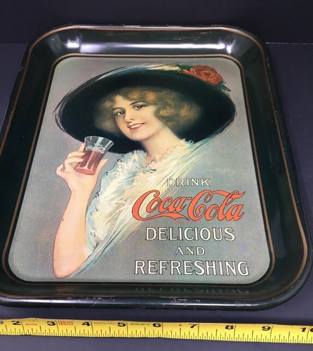 Coca Cola Coca Cola 1972 vassoio commemorativo in metallo Hamilton King Girl 1912 - Foto 4 di 8