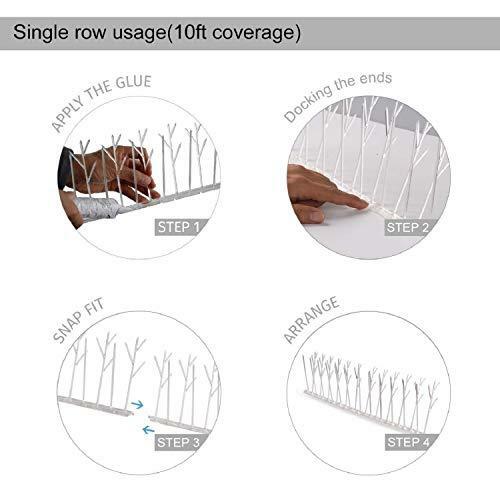 Aspectek Plastic Polycarbonate Bird Spikes Kit with Adhesive Glue, Covers 10 - Picture 3 of 9
