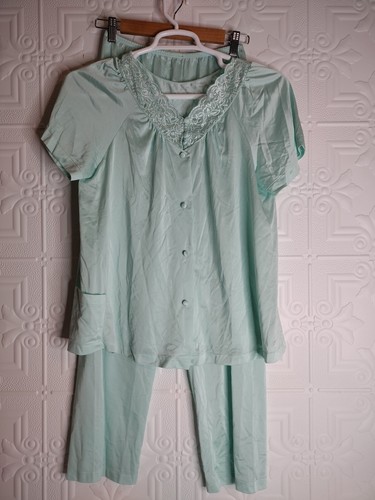 Vintage Shadowline Mint Green 3 Piece Set Nightgown/Robe Elegant Sleepwear Small - Picture 1 of 19