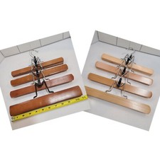 Vintage Wooden Pants Clamp Hangers Set Of 8 Brown 11 Inch Flaw 1 Is Warped