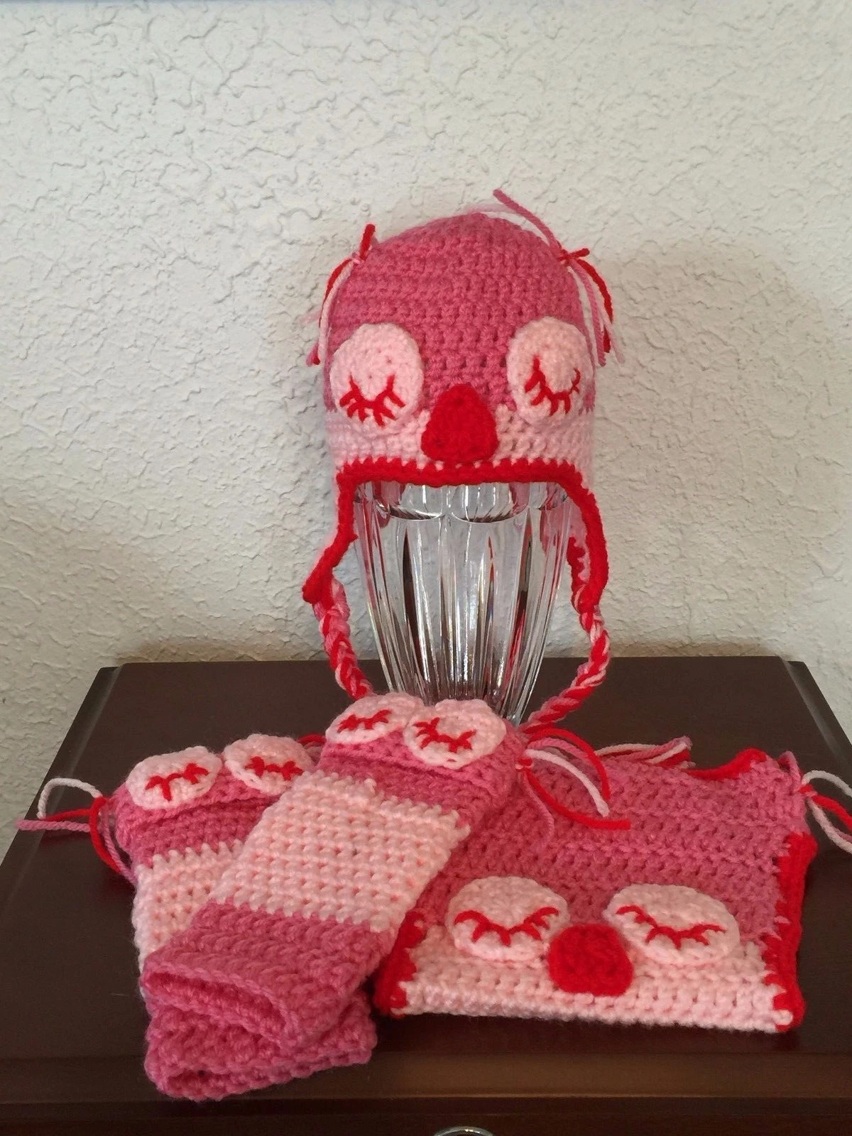 CROCHETED INFANT 4 PIECE SLEEPY TIME OWL DIAPER SET/PHOTO PROP 0-3 MONTHS
