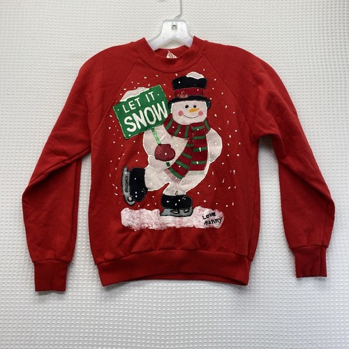 Fruit Of The Loom 90's Christmas Sweater Kids Size Large 14-16 Vintage - Picture 1 of 9