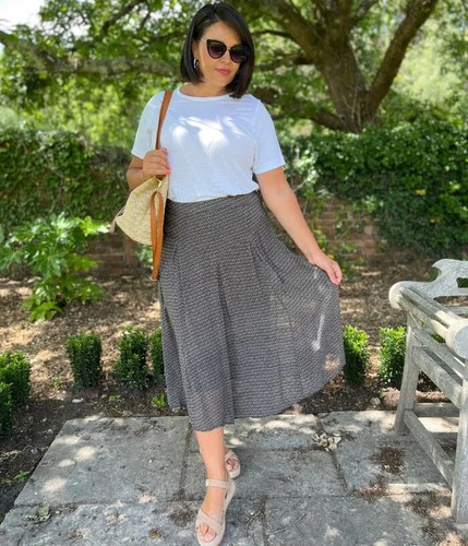 Ex Monsoon Amaya Skirt Women's Geo Fully Lined Pleated Concealed Side Zip A-Line - Picture 25 of 28