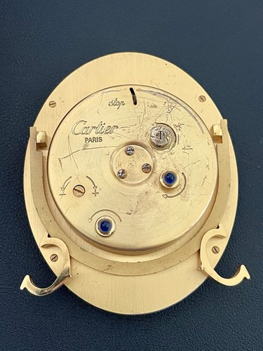 CARTIER OVAL BLUE ENAMELED TRAVEL ALARM CLOCK. FOR PARTS/REPAIR (Q38) - Picture 6 of 8