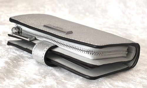 Kate Spade New York GELDBÖRSE GELDBEUTEL SILBER METALLIC MD COMP WALLET in Box - Bild 3 von 7