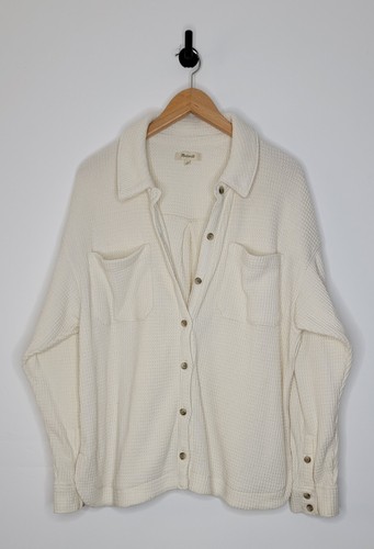 Madewell Waffle Knit Shirt Jacket Cream Women's Size Large Button Down - 第 1/8 張圖片