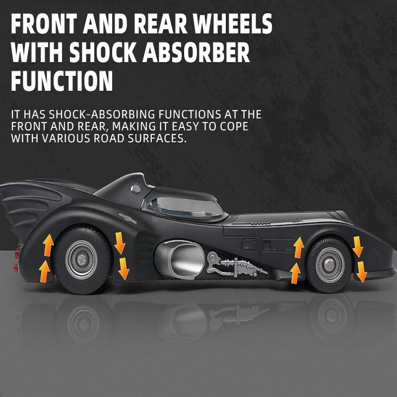 Modello AUTO BATMOBILE 1989 MACCHINA BATMAN DC Comics WB Die-cast 1:18 luci LED - Immagine 3 di 4