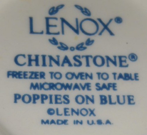 Lenox Chinastone POPPIES ON BLUE PATTERN 8 oz Creamer MADE IN USA - Picture 3 of 5