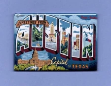 AUSTIN TEXAS *2X3 FRIDGE MAGNET* LARGE LETTER POSTCARD VINTAGE LONE STAR STATE