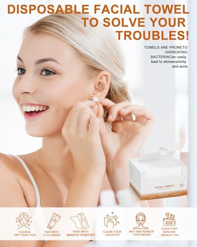 Toallas faciales limpias, toalla facial desechable, facial 25 unidades (paquete de 1) - Imagen 2 de 5
