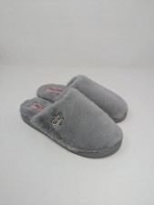 Juicy Couture Faux Fur Gray Slippers Rhinestone Crown Size M 7/8