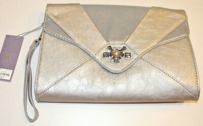 Jennifer Lopez purse clutch handbag Silver Gray Embellished Beaded JLO NWT  NEW