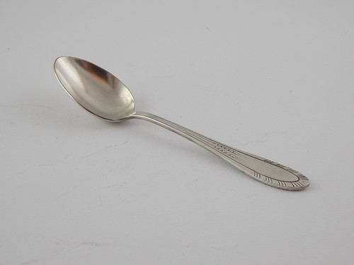 ANTICO SET SEI CUCCHIAINI ANTICHI ART DECO OLD SIX SPOONS BAGNO ARGENTO 18 GR. - Foto 4 di 8