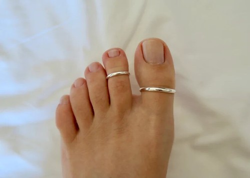 Sterling Silver 925 Adjustable and Hand Craft Big Toe and Smaller Toe Rings Set,