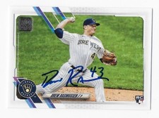 2021 TOPPS #377 DREW RASMUSSEN RAYS BREWERS AUTOGRAPHED SIGNED BASEBALL CARD RC
