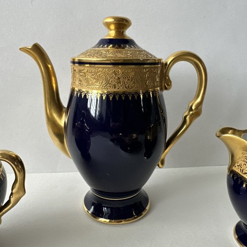 Limoges Porzellan Gold Veritable Incrusted Kobalt Teeservice EUC - Bild 5 von 16