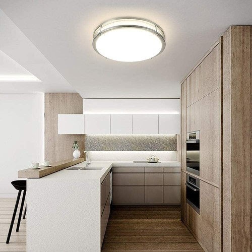 LED Flush Mount Ceiling Light with Remote Dimmable 17.6" Round Bedroom Kitchen - Picture 2 of 10