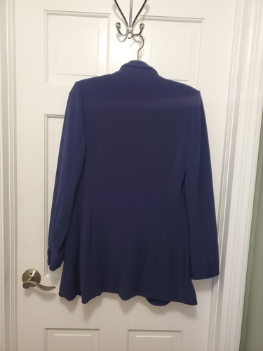 Boston Proper One Button Knit Midlength Blazer, Navy, Size 10 Business Casual - Picture 9 of 10