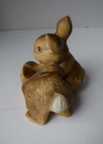 Statuetta animale in ceramica vintage HOMCO 2 coniglietti coniglietti coniglio coniglio marrone 1455 - Foto 4 di 7