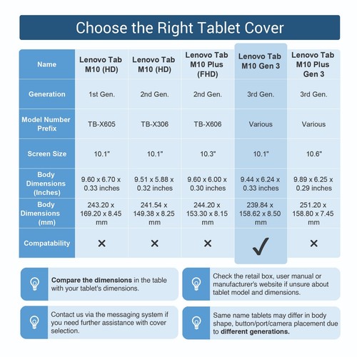 Ultra Thin Smart Case Cover for Lenovo Tab M10 3rd Gen 10.1 Inch - Picture 5 of 10