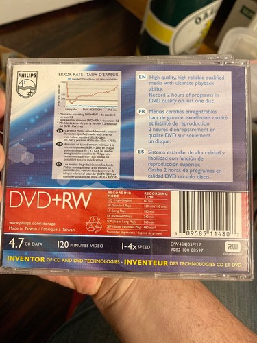 Philips DVD+RW 4.7gb 1-4x Writable/Rewritable Disc - Picture 2 of 4