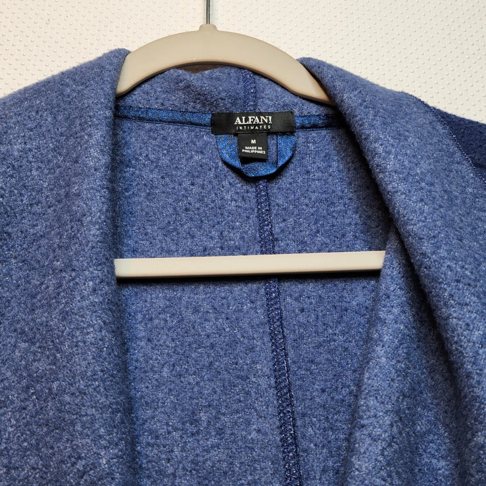 Alfani Intimates Mujer Bata Envoltura Medio Azul Contraste Polar Cinturón Bolsillos Suave Foto 2 de 4