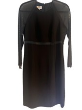 Goth Mesh Detail black sheath Dress Size 10/P Lined Talbots NWT Sheer