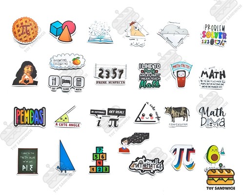 50 pcs "Math Lover" Sticker Pack Geek IQ Genius Teacher Gift School Kids Decor - Imagen 3 de 8