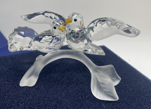 Statuina Swarovski cristallo smerigliato tartaruga colombe uccellini #0657378 scatola e certificato di autenticità ~A7621 - Foto 3 di 16