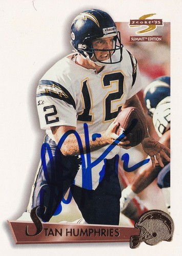 Stan Humphries Signed 1995 Score Summit Ed. Chargers Football Card #20 Autograph - Picture 1 of 12