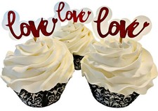 DEZICAKES Fake Cupcakes Artificial Food Set of 3 Love Valentine Cupcakes