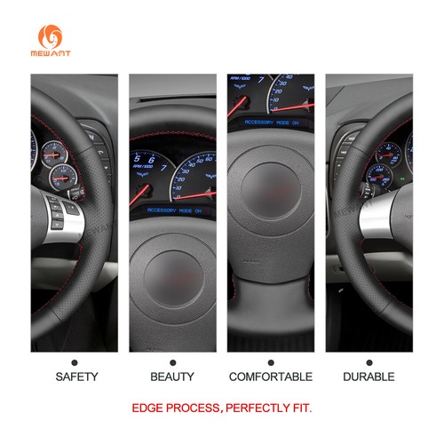 Funda de volante MEWANT DIY negra cuero sintético para Chevrolet Corvette 2006-2011 - Imagen 8 de 11