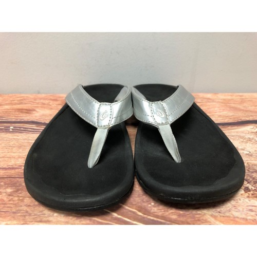 Olukai Ohana Silver Thong Flip Flop Sandals Womens 9 /39 (7q74) - Picture 8 of 10