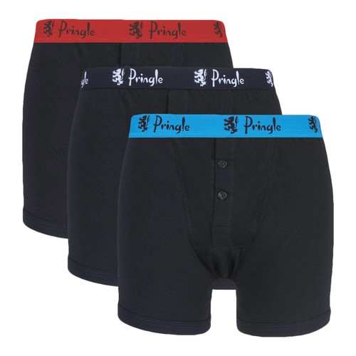 Pack de 3 shorts boxer homme Pringle William bouton avant sous-vêtements en coton - Photo 1 sur 36