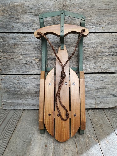 Wood Metal Rail Runner Sled Decorative Tablescape Fireplace Mantel Retro Rustic  - Picture 3 of 12