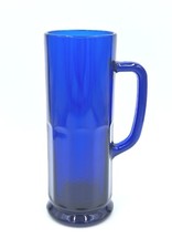 Vintage Cobalt Blue Glass Mug Beer Stein Cup 16oz 8 1/4" Tall