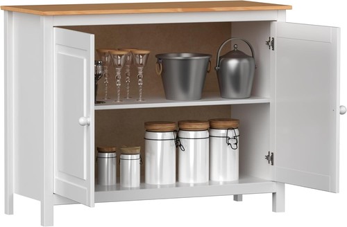 Solid Wood Sideboard Buffet Cabinet with Doors - Adjustable Shelves - Picture 5 of 19