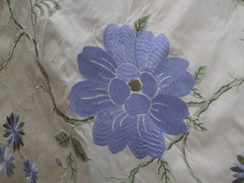 FAB Silk Embroidered Fabric 9.5 Yards x 54 Inches Lg Blue Flowers Marvic Textil - Picture 4 of 12