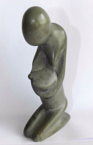 Vtg Antique Marble Stone Carved Old Fisherman Japanese Man Statue Figurine 4.7" - Picture 4 of 7